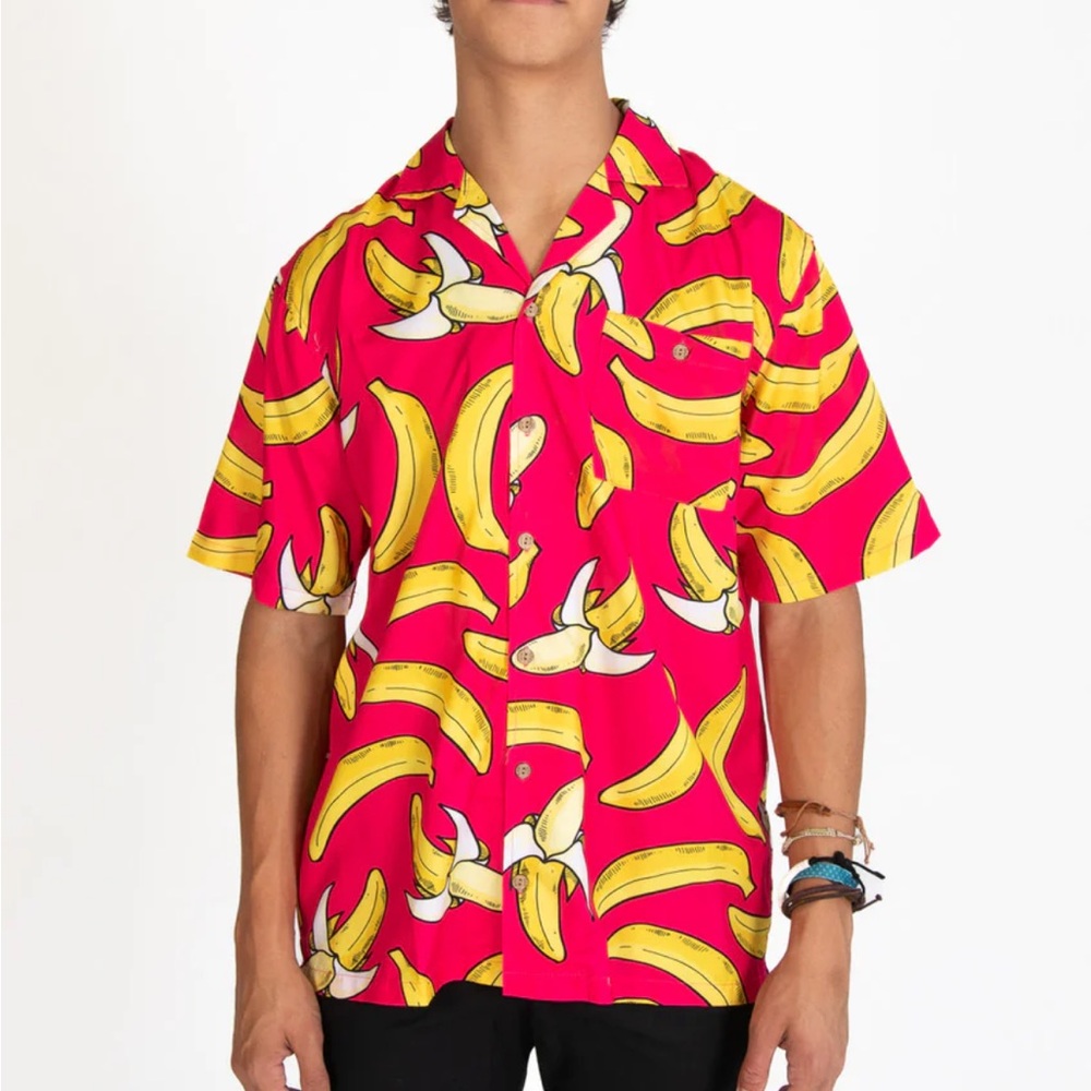 Uzzi Amphibious Gone Bananas Active wear Button-up Shirt Beach dri fit Top XL